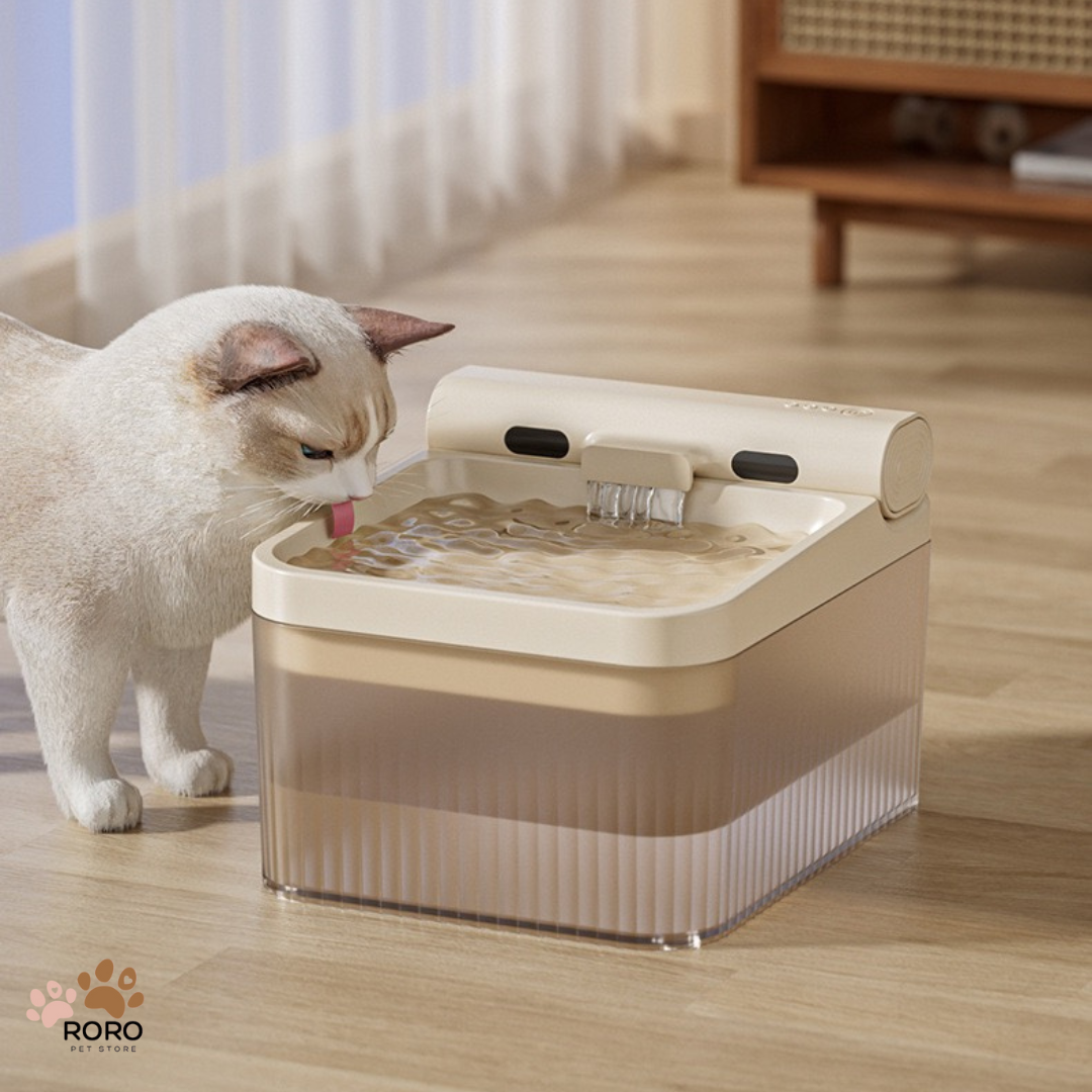 Wireless Pet Water Fountain for Indoor Cats - Beige, Gray (4L)