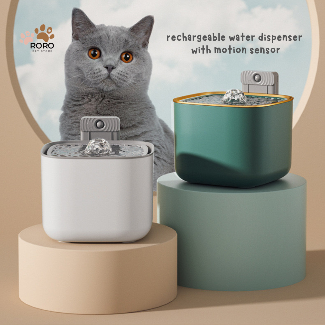 Wireless Pet Water Fountain for Indoor Cats - White, Dark Gray (3L)