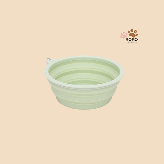 Collapsible Silicone Food & Water Travel Bowl with Clip - Pastel Green, Pastel Blue (12oz or 22oz)