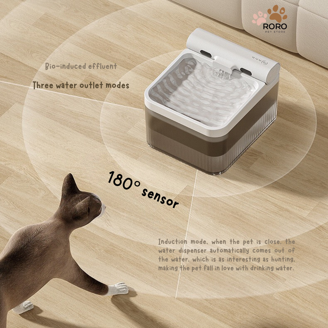 Wireless Pet Water Fountain for Indoor Cats - Beige, Gray (4L)